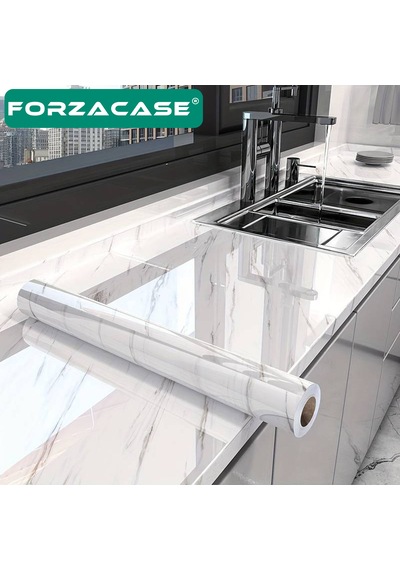 Forzacase Mermer Desenli Beyaz Folyo Kaplama 5 Metre - Fc736