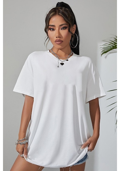 Uyguntarz Starry Sky Baskılı Unisex Oversize Tshirt Beyaz