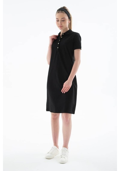 Fashion Friends Polo Yaka Siyah Kadın Elbise 25y0499k1 Siyah