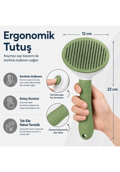 Kedi Ve Köpek Tüy Toplama Tarak Basmalı Kendini Temizleyen Evcil Hayvan Bakım Fırçası, Çelik İğneli, Ergonomik Saplı, Dökülme Karşıtı, Tüm Tüy Tiplerine Uygun Yeşil Geniş Kedi Ve Köpek Tüy Toplama Tarak Basmalı Kendini Temizleyen Evcil Hayvan Bakım Fırçası, Çelik İğneli, Ergonomik Saplı, Dökülme Karşıtı, Tüm Tüy Tiplerine Uygun Yeşil Geniş