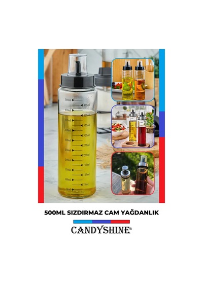 500ml Cam Damlatmaz Yağdanlık Akıtmaz Cam Yağ Sirke Şişesi