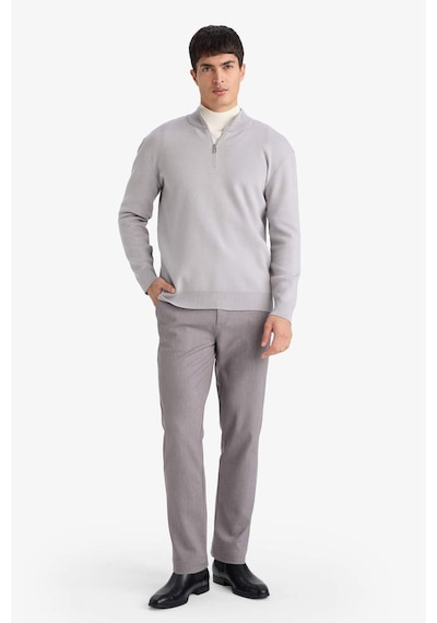Defacto Standart Fit Fermuarlı Dik Yaka Triko Kazak G5283ax25wngr184 Gri-gr184