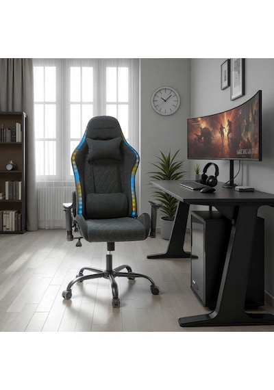 Adore Gaming Prime-x Pofesyonel Oyuncu Koltuğu - Koyu Gri Kumaş 69x119.5-130x76 Cm