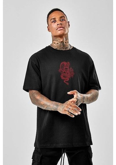 Startmore Erkek Oversize Staywild T-shirt Garalio Siyah
