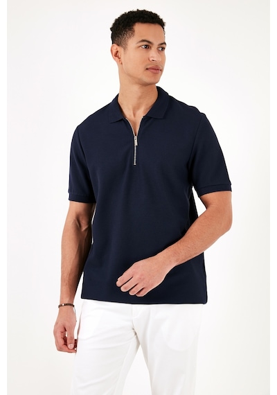 Buratti Pamuklu Regular Fit Fermuarlı Erkek Polo Yaka T Shirt 5902434 Indigo
