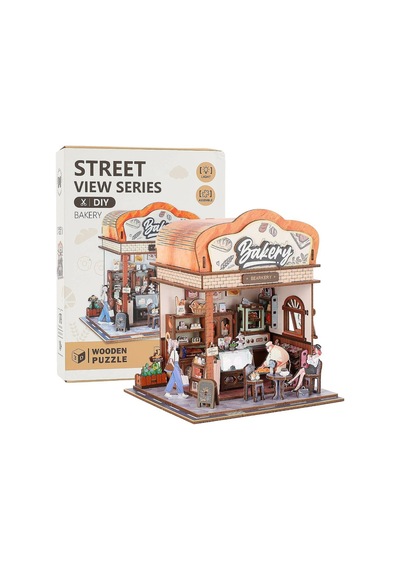 3d Wooden Puzzle Book Street View Bakery 68073