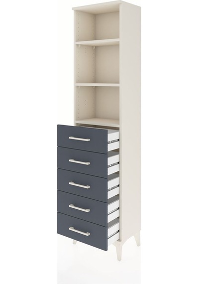 Arges Dolap 3 Raflı 5 Çekmeceli 44x30x182 Aytaşı-antrasit Aytaşı