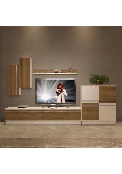 Decoraktiv Eko 6b Mdf Std Tv Ünitesi Tv Sehpası - Beyaz Pera Beyaz - Meşe