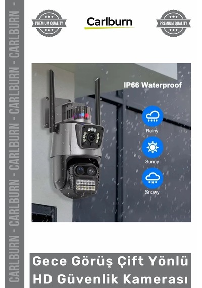 Kamera 3 Lens Wi Fi Gelişmiş Ip66 Dış Ortam Gece Görüş Çift Yönlü İletişim Hd Güvenlik Kamerası