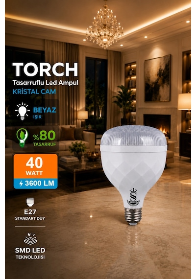 40w Kristal Tasarruflu E27 Beyaz Işık Torch Led Ampul 6 Adet 6 Adet