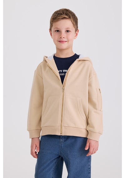 Panço Erkek Çocuk Fermuarlı Bej Sweatshirt 2611bk08003 Krem