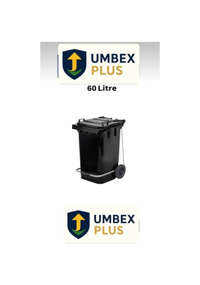 Umbex Atık Plastik Pedallı Çöp Konteyneri 90 Litre Plastik Konteyner - A Isıya Karşı Dayanıklı- Siyah