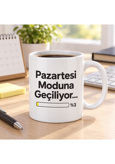 Bezos Pazartesi Moduna Geçiliyor Tasarımlı Porselen Kupa - Model 398 Ventra