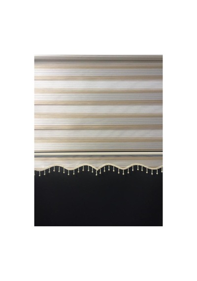 Sarı Renk Geçişli Boncuklu Zebra Stor Perde Sarı - 97264590 Sarı