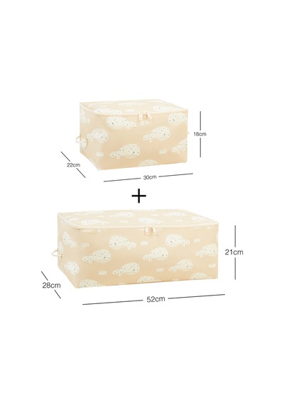 Ocean Home Textile 2'li Çocuk Odası Sevimli Balina Hurç Set 1 Adet 30 X 22 X 18 / 1 Adet 52 X 28 X 21 Cm Bej
