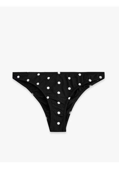 Koton Puantiye Desenli Brazilian Bikini Altı Siyah 6sak00198mm