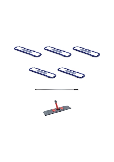 Orlon Mavi Statik Toz Mop Takımı Seti - 80 CM - 5 Adet Mop + Mop Tutucu + Sap - 1 Takım