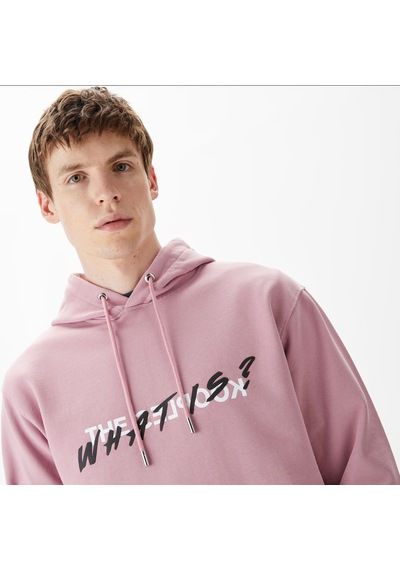 The Kooples Erkek Baskılı Kapüşonlu Pembe Sweatshirt