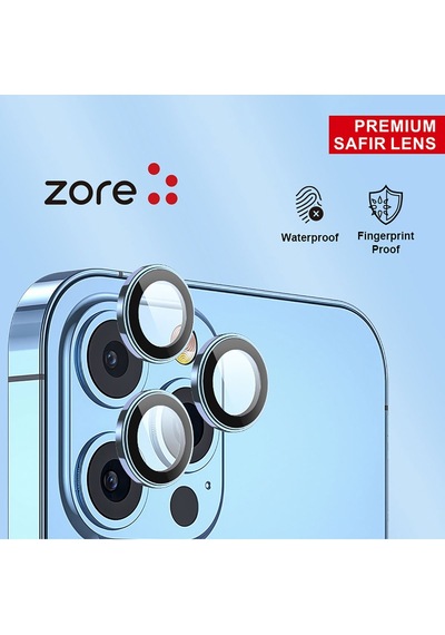 Apple Uyumlu iPhone  14 Pro Max Zore Cl-12 Premium Safir Parmak İzi Bırakmayan Anti-reflective Kamera Lens Koruyucu