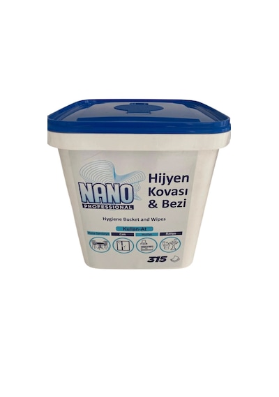 Nano Professıonal Hijyen Yüzey Islak Temizlik Havlusu Kova Mendil 315 Adet Beyaz