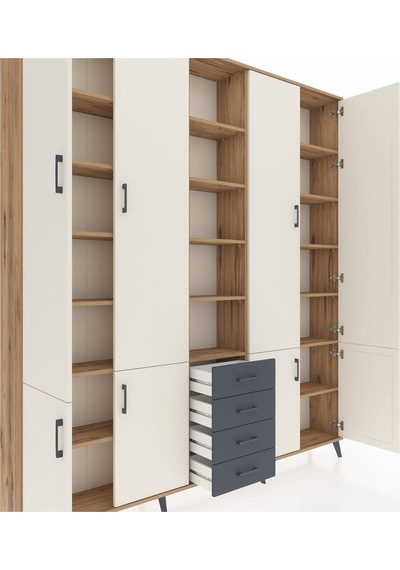 Arges Dolap 17 Raflı 4 Çekmeceli 8 Kapaklı 220x30x243 Çam-aytaşı/antrasit Aytası/antrasıt Arges Dolap 17 Raflı 4 Çekmeceli 8 Kapaklı 220x30x243 Çam-aytaşı/antrasit Aytası/antrasıt