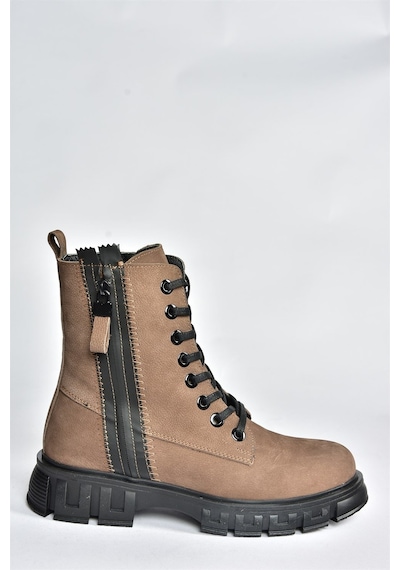 Fox Shoes Vizon Hakiki Deri Nubuk Günlük Kadın Bot N555102801 Vizon