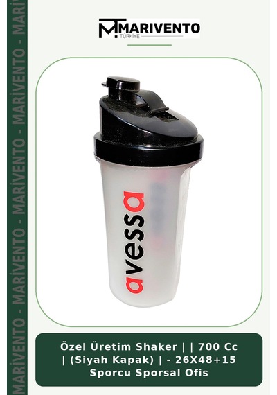Özel Üretim Shaker 700 Cc Siyah Kapak - 26x48+15 Sporcu Sporsal Ofis