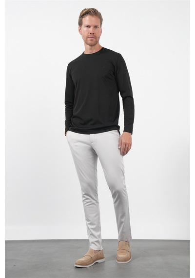 İmza Siyah Bisiklet Yaka Uzun Kol Örme Standart Fit Esnek Sweatshirt 1013260150