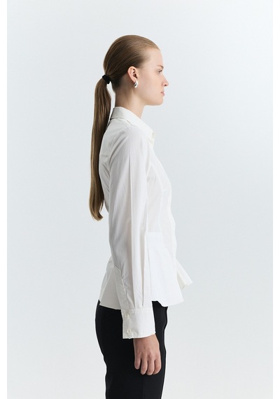 Antioch Peplum Poplin Gömlek Ekru