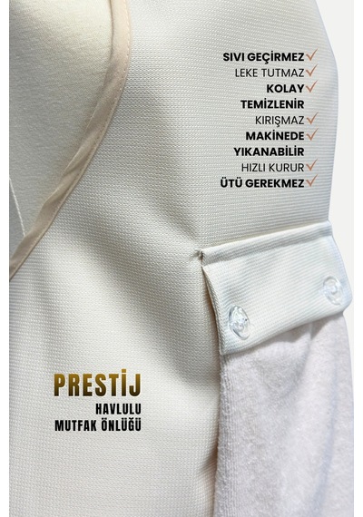 Prestij Sıvı Geçirmez Su Geçirmez Mutfak Önlüğü Krem