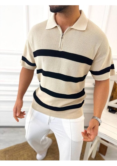 T-shirt Nefes Alabilen Terletmez Polo Yaka Tshirt Slim Fit Tişört krem