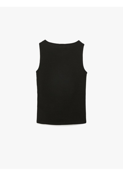 Koton Pamuklu Slim Fit Kolsuz Kayık Yaka Bluz Siyah 6sak10029ek Siyah