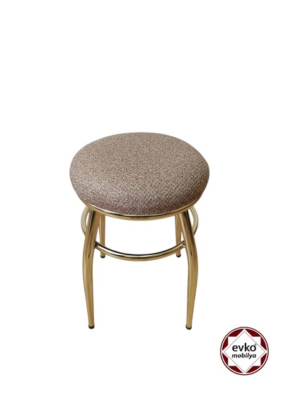 Evko Mobilya Tabure, Bar Taburesi, 2 Adet Tabure, Puf, Bench, Metal Ayaklı Tabure, İç Içe Geçebilen Tabure, Mutfak Balkon Bahçe Taburesi Gold Kahverengi