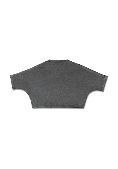 Gri Bisiklet Yaka Rahat Kalıp Yarasa Kol Penye Kadın Crop T-shirt Gri