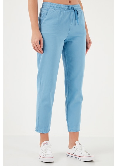 Lela Pamuklu Normal Bel Regular Fit Düz Paça Bayan Pantolon 668Yp42282S4 Mavi