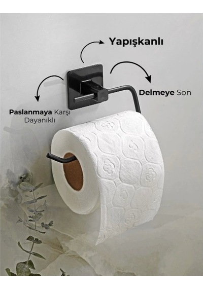 Metal Siyah Tuvalet Kağıtlığı