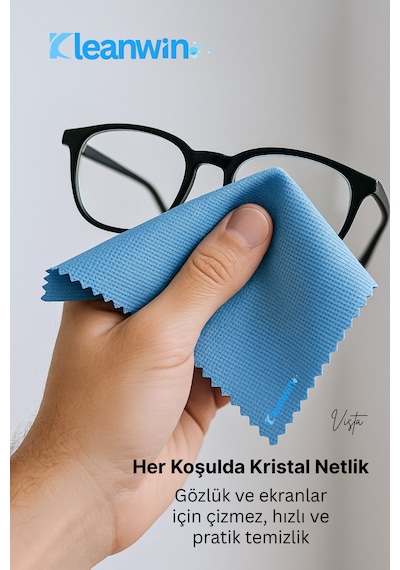 Vista Mavi Mikrofiber Cam Bezi 50x70cm 200 Gsm 2 Li Set Araba Ve Ev Cam Temizlik Bezi