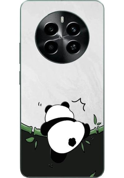 Realme 12 4g Uyumlu Bambuya Çıkan Panda Baskılı Silikon Kılıf Renkli