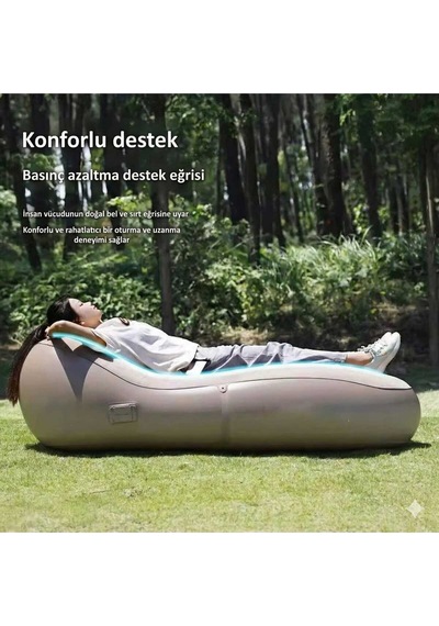 Majestyt - Otomatik Şişen Şarjlı Kamp Ve Plaj Yatagı Krem