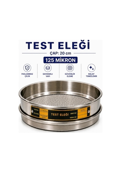 Test Eleği - Çap: 20 Cm 125 Mikron Paslanmaz Çelik