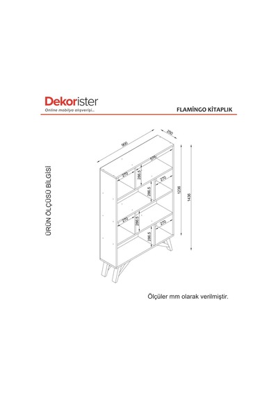 Dekorister Flamingo Kitaplık Ceviz Dekorister Flamingo Kitaplık Ceviz