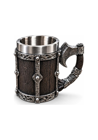 10 Adet Balta Kulplu 3d Kupa Bardak Paslanmaz Çelik, Metal Mug, 13x9 Cm, Dekoratif İçecek Kabı
