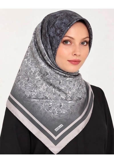 Miray Nevada Büyük Boy Organik Pamuk Eşarp - 120 X 120 - 6731 Pudra-Siyah