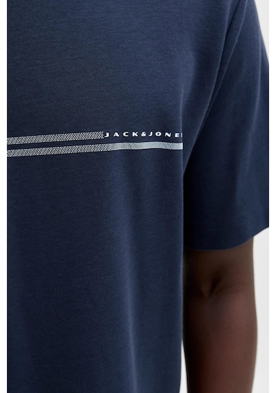Jack & Jones Jcofusıon Erkek Basic Tişört Bisiklet Yaka, Göğüs Logolu Lacivert