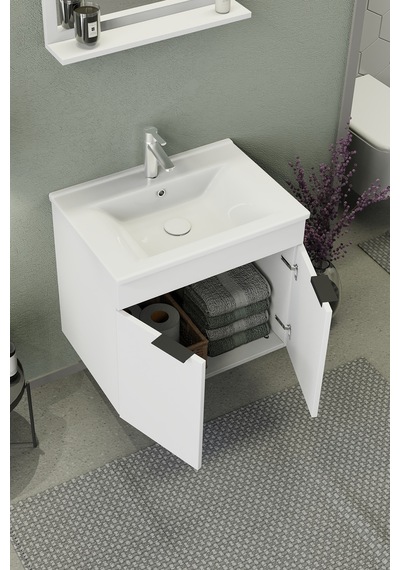 Biani Fix Arya 65 Cm Banyo Dolabı,Seramik Lavabolu, Aynalı,Lavabo Dahil,Mdf,Mat Beyaz Biani Fix Arya 65 Cm Banyo Dolabı,Seramik Lavabolu, Aynalı,Lavabo Dahil,Mdf,Mat Beyaz
