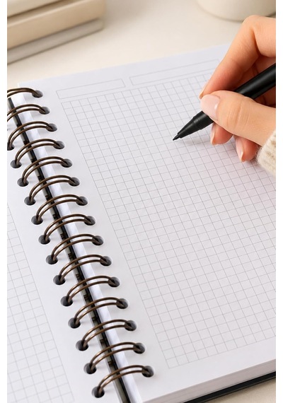 A5 Spiralli Sert Kapak 120 Yaprak Bullet Journal Not Defteri, Kareli, Gri Love, Bj-k001 Çok Renkli