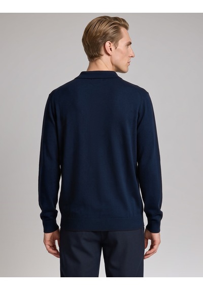 Pierre Cardin Lacivert Slim Fit Fermuarlı Polo Yaka Basic Triko Kazak 50333917-vr033