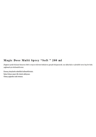 Oto Parfüm Multi Sprey, Soft Ferah, 200 Ml, Magic Dose