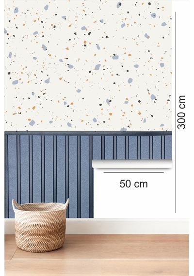 Duvar Folyosu Kendinden Yapışkanlı Ahşap Çıta Ve Terrazzo İbmd131