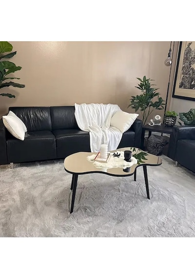 Fawdecor Aynalı Masif Ahşap Orta Sehpa - 120 X 75 Cm Siyah